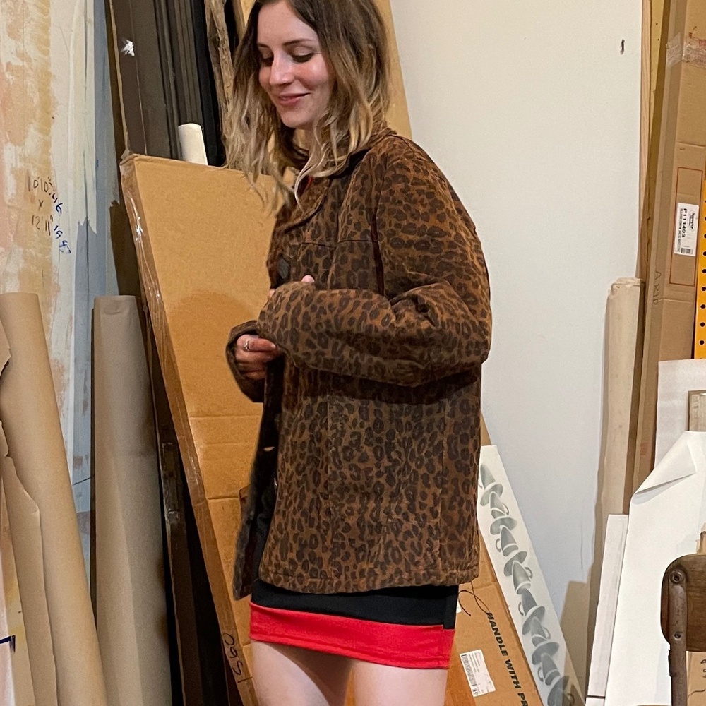 Leopard print Suede Insulated Jacket